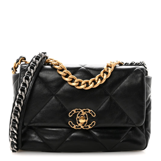 Lambskin Quilted Medium Chanel 19 Flap Black