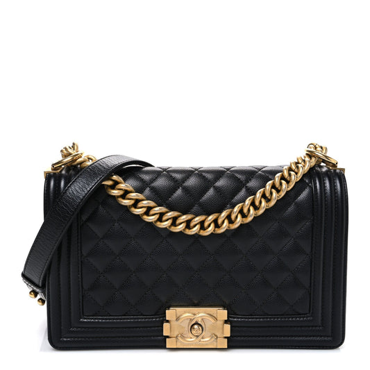 Caviar Quilted Medium Boy Flap Black