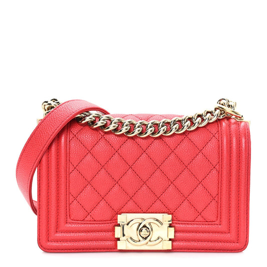 Caviar Quilted Small Boy Flap Red