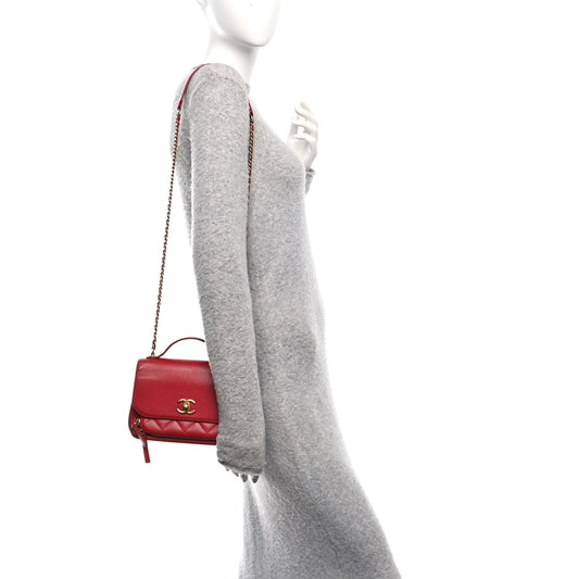 Caviar Quilted Small Business Affinity Flap Red