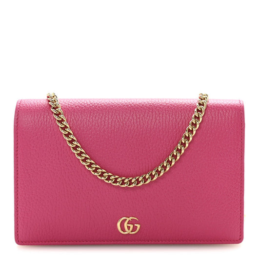 Dollar Calfskin Mini GG Marmont Chain Wallet Box Pink
