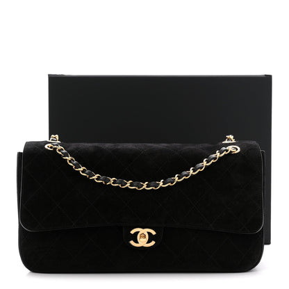 Suede Calfskin Small Souplissimo Maxi Flap Black