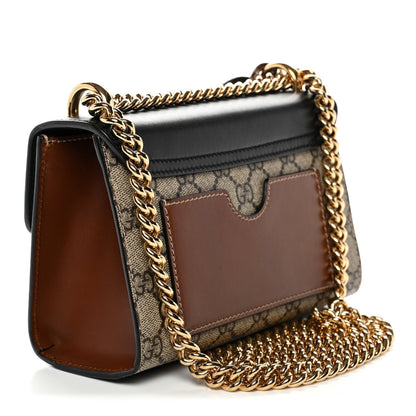 GG Supreme Monogram Calfskin Small Padlock Shoulder Bag Beige Black Cuir