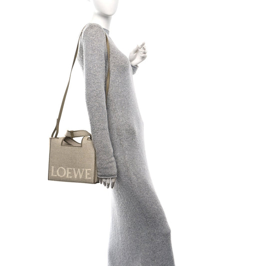 Jacquard Canvas Small Font Tote Ecru