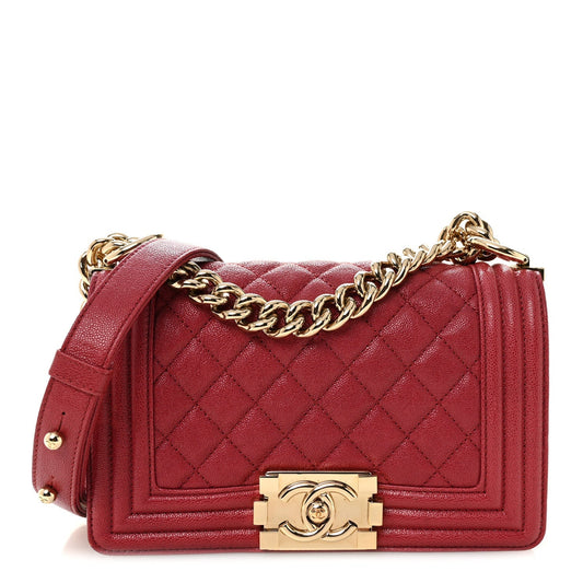 Caviar Quilted Small Boy Flap Fuchsia