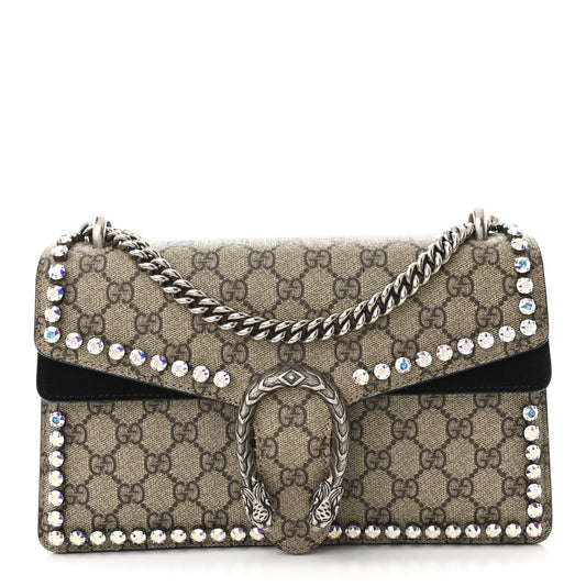 GG Supreme Monogram Crystal Small Dionysus Shoulder Bag Black