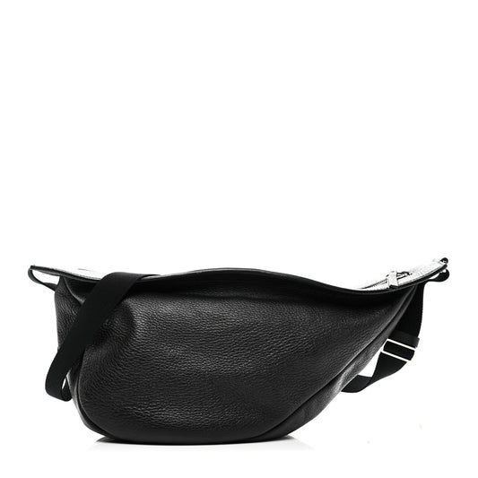 Grained Calfskin Large Slouchy Banana Bag Black