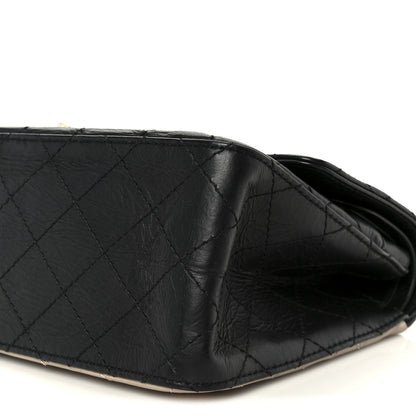 Aged Calfskin Quilted 2.55 Reissue 226 Flap Beige Black