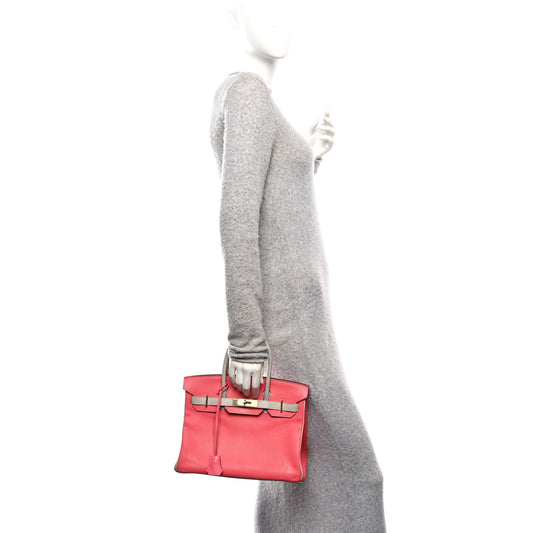 Chevre Mysore Horseshoe Birkin 30  Rose Lipstick Gris Perle