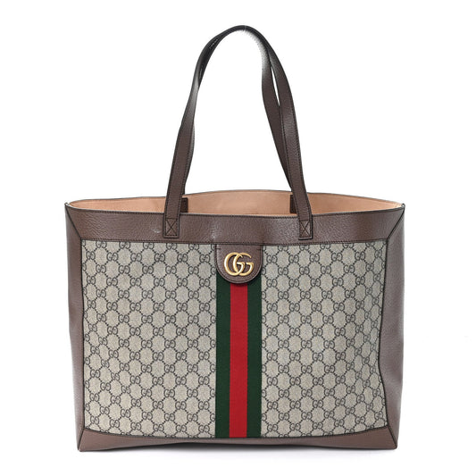 GG Supreme Monogram Web Ophidia Tote Brown
