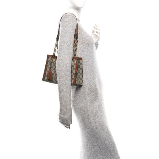 GG Supreme Monogram Calfskin Small Padlock Tote Beige Ebony Tuscany