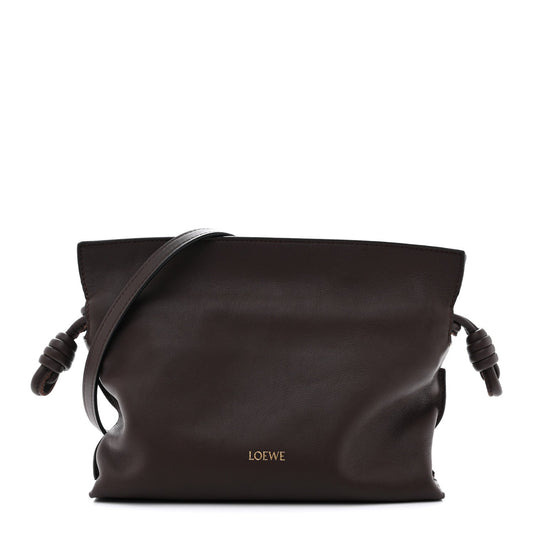 Calfskin Mini Flamenco Knot Clutch Chocolate