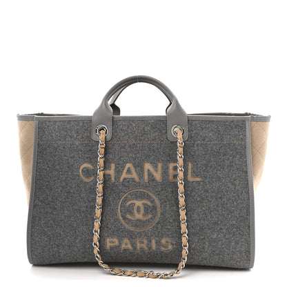 Wool Felt Large Deauville Tote Grey Beige