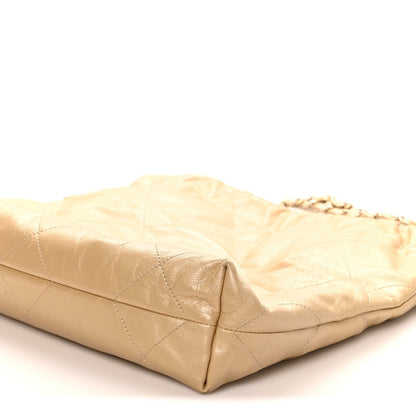 Metallic Calfskin Quilted Small Chanel 22 Light Gold