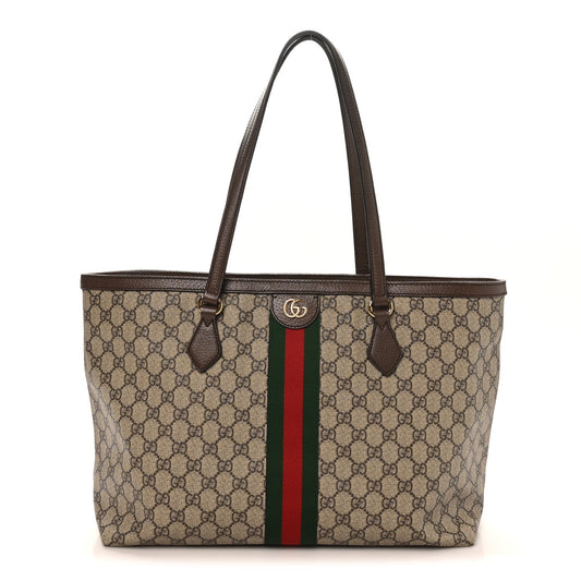 GG Supreme Monogram Medium Ophidia Shopping Tote Brown