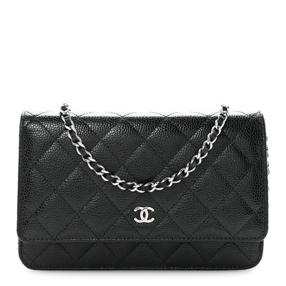 Caviar Quilted Wallet on Chain WOC Black