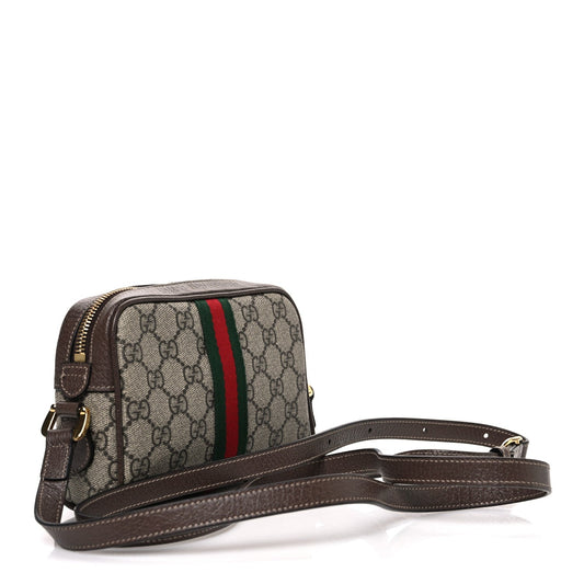GG Supreme Monogram Web Mini Ophidia Shoulder Bag Brown