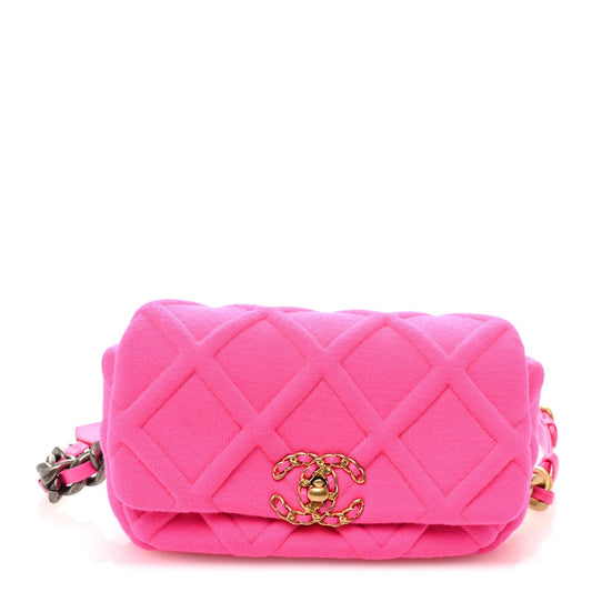 Jersey Quilted Chanel 19 Waist Bag Pink