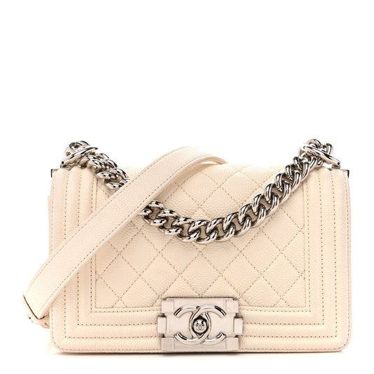 Caviar Quilted Small Boy Flap White