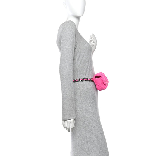 Jersey Quilted Chanel 19 Waist Bag Pink