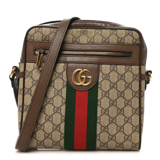 GG Supreme Monogram Web Small Ophidia Messenger Bag Brown