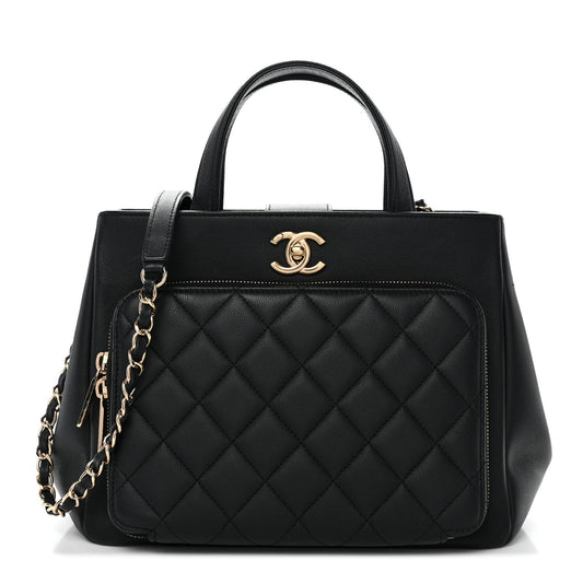 Caviar Quilted Small Business Affinity Shopping Bag Black