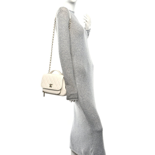 Caviar Quilted Medium Business Affinity Flap White