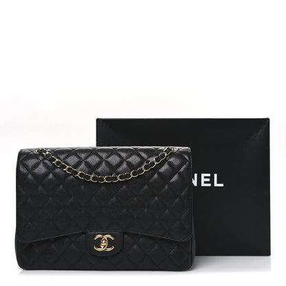 Caviar Quilted Maxi Double Flap Black