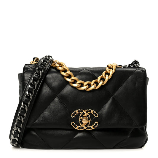 Lambskin Quilted Medium Chanel 19 Flap Black