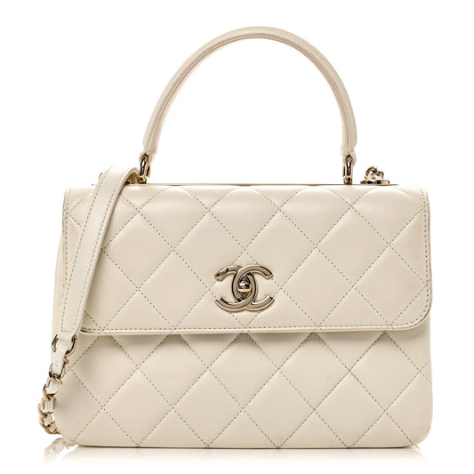 Lambskin Quilted Small Trendy CC Dual Handle Flap Bag White