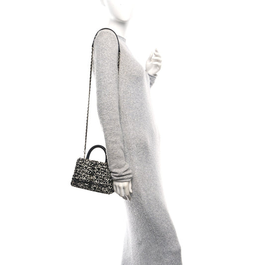 Lambskin Sequin Beaded Extra Mini Coco Handle Flap Black White