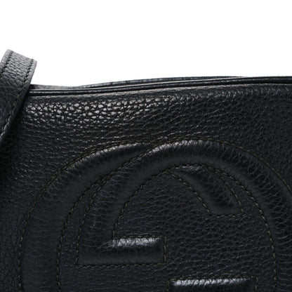 Pebbled Calfskin Small Soho Disco Bag Black
