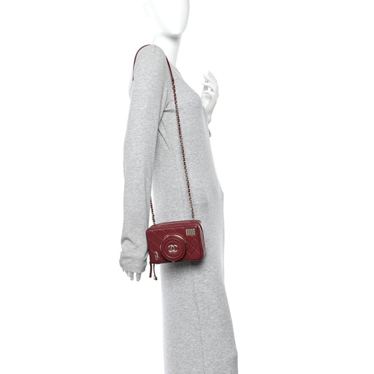 Lambskin Quilted Coco Click Bag Burgundy