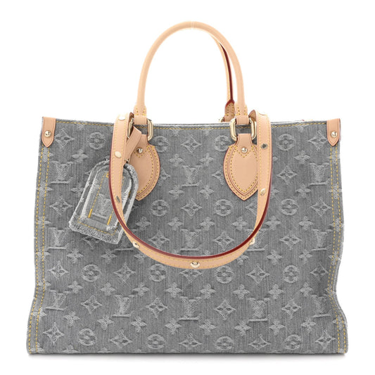 Monogram Denim Onthego MM Washed Grey