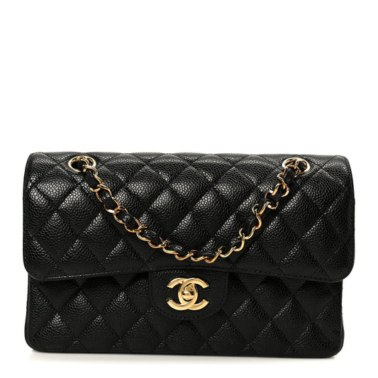 Caviar Quilted Small Double Flap Black