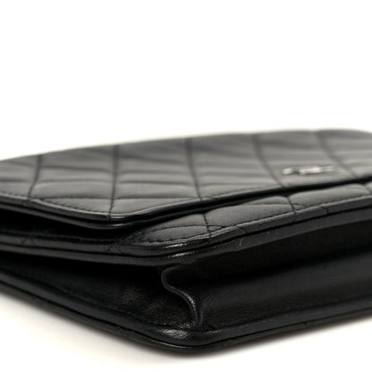 Lambskin Quilted Wallet On Chain WOC Black
