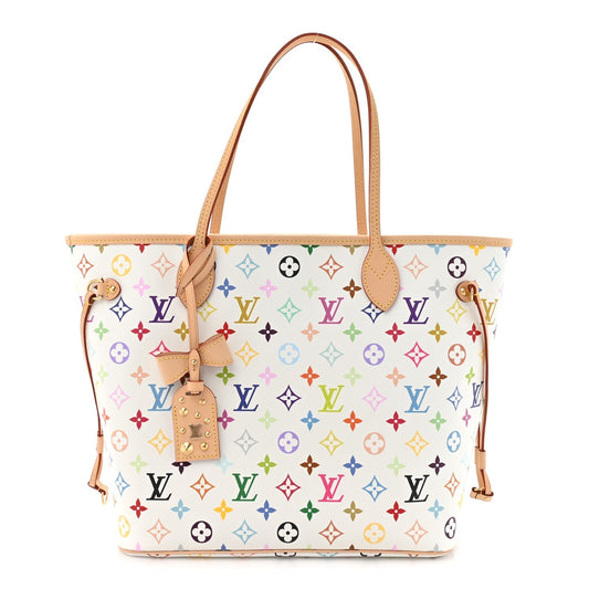 LV x TM Monogram Multicolor Neverfull MM White