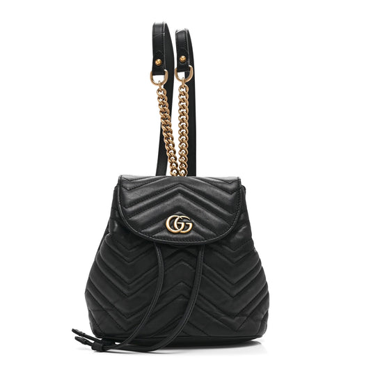 Calfskin Matelasse GG Marmont Flap Backpack Black