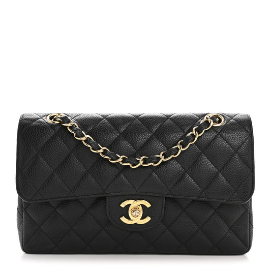 Caviar Quilted Small Double Flap Black