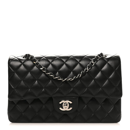 Lambskin Quilted Medium Double Flap Black