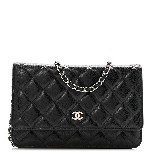 Caviar Quilted Wallet on Chain WOC Black