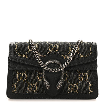 Jacquard Black Denim GG Monogram Super Mini Dionysus Shoulder Bag Black Ivory