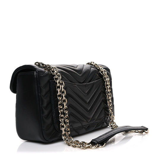 Lambskin Matelasse Medium GG Marmont Shoulder Bag Black