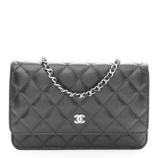 Caviar Quilted Wallet on Chain WOC Black