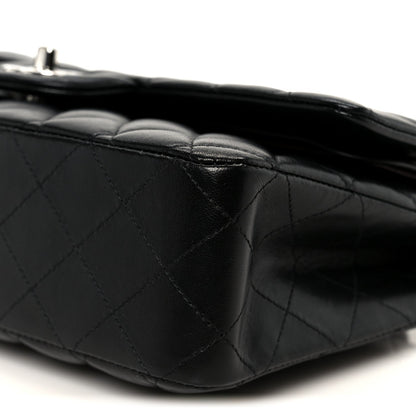Lambskin Quilted Medium Double Flap Black