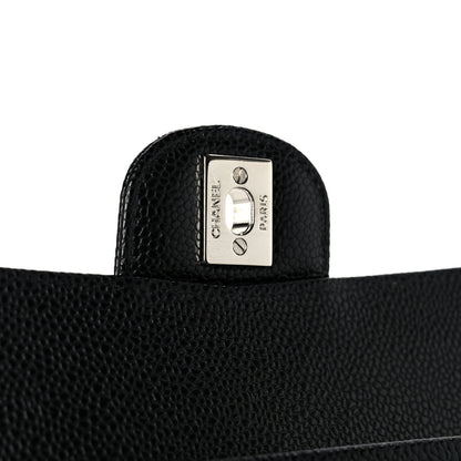 Caviar Quilted Medium Double Flap Black