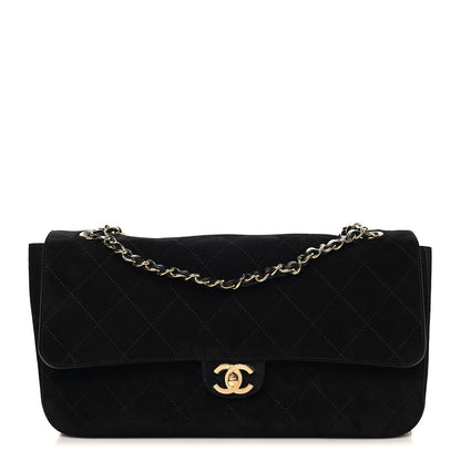 Suede Calfskin Small Souplissimo Maxi Flap Black