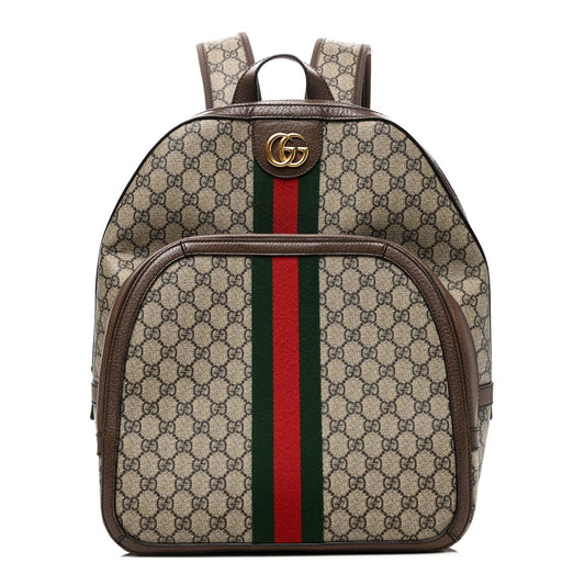 GG Supreme Monogram Medium Ophidia Day Backpack Brown