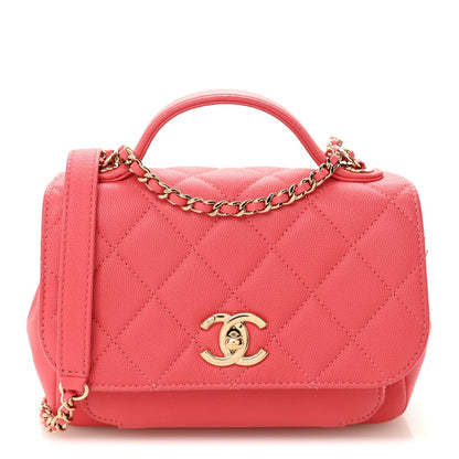 Caviar Quilted Small Business Affinity Flap Coral