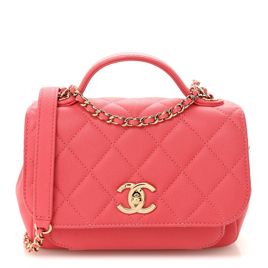 Caviar Quilted Small Business Affinity Flap Coral